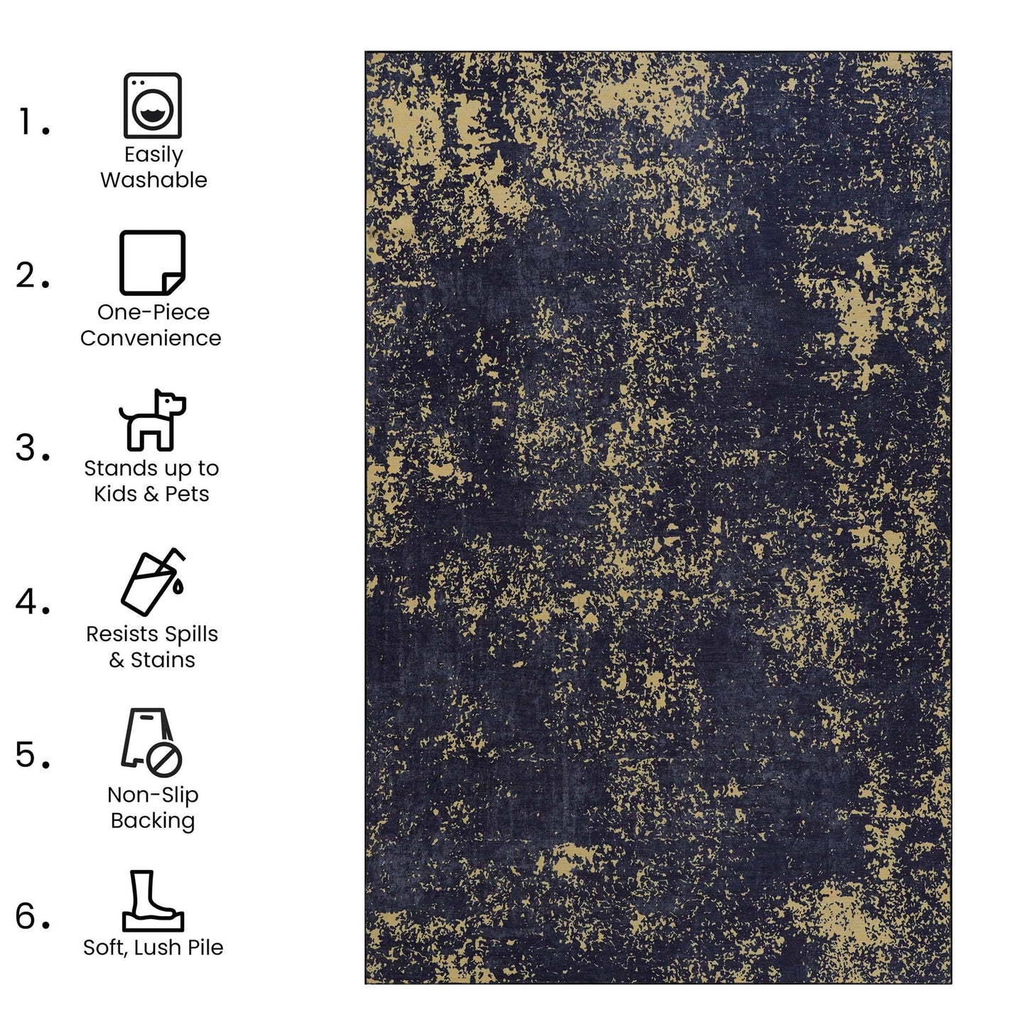 Maval - Stunning Area Rug, Washable