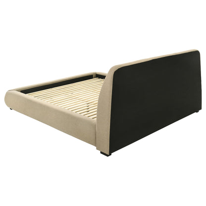 Mokena 46-inch Upholstered California King Platform Bed Brown