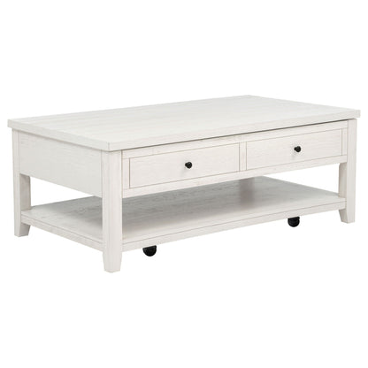 Payne 48-inch Mobile Lift Top Coffee Table Distressed White