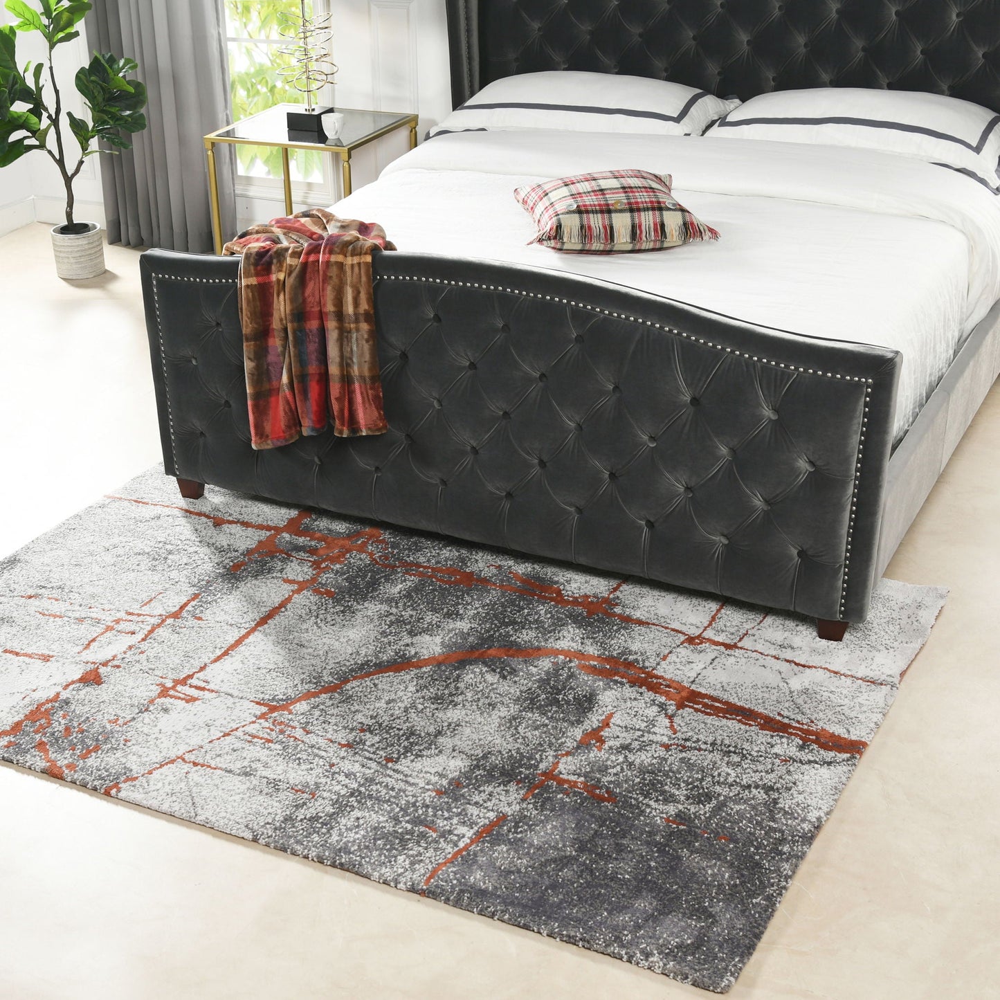 Quarry - 5' X 6.5' Abstract Area Rug - Gray / Orange