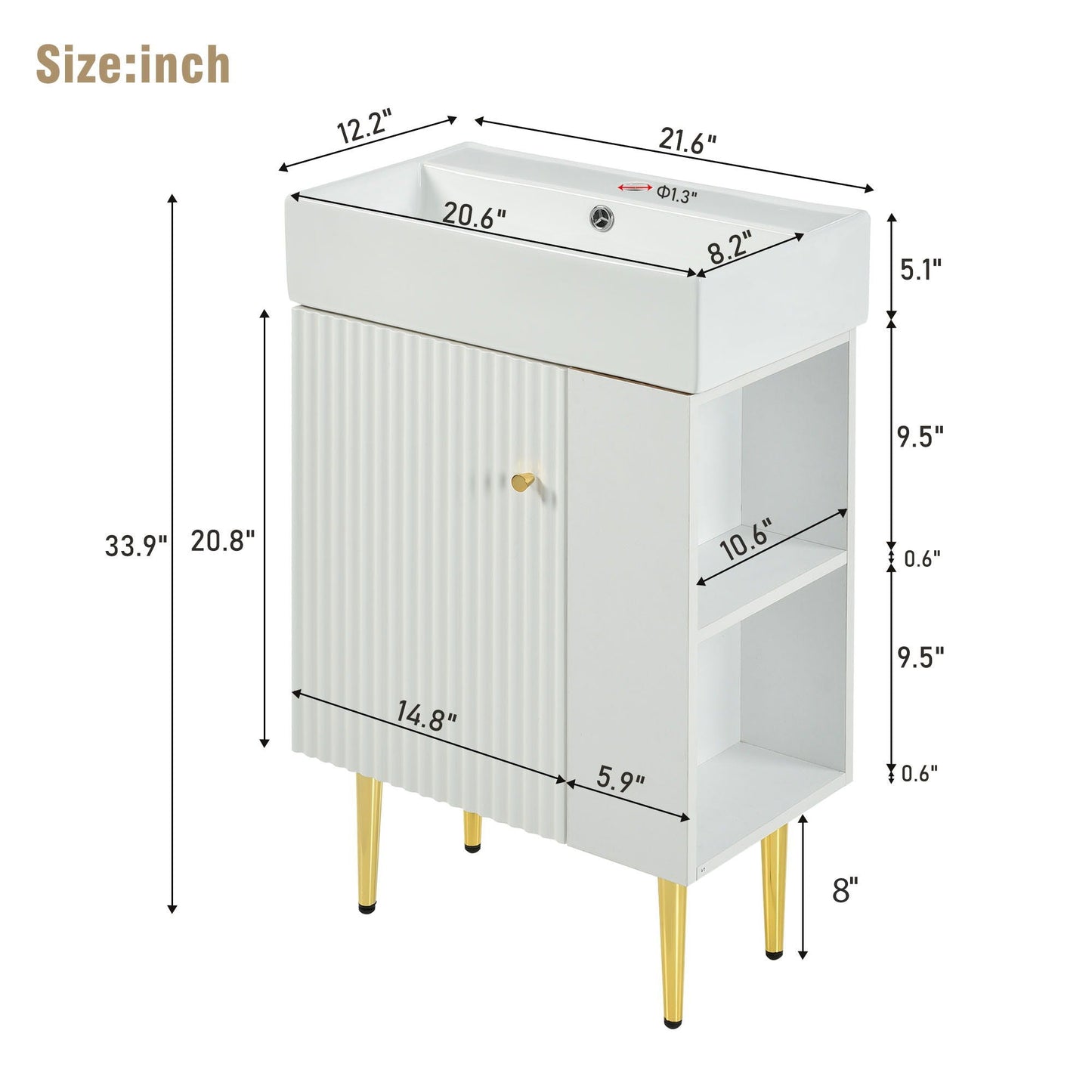 Bathroom Vanity, Combo Cabinet, Bathroom Storage Cabinet, Single Ceramic Sink