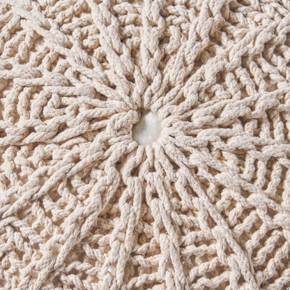Bordeaux - Knitted Round Pouf Ottoman And Floor Cushion