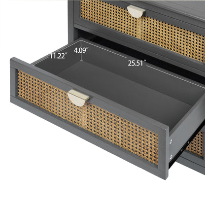 3 Drawer Cabinet, Natural Rattan, American Furniture