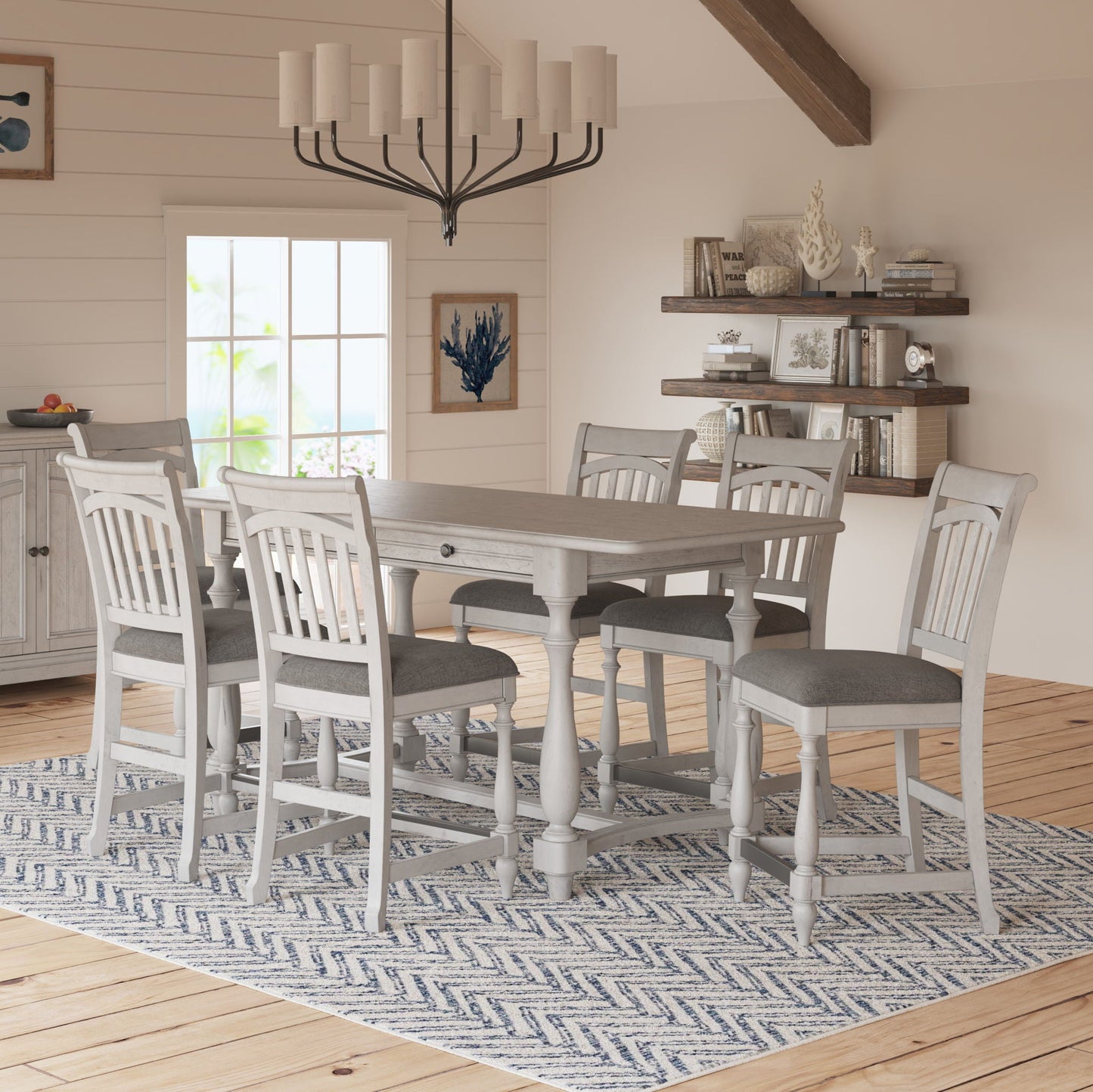 Slat Back Barstools (Set of 2) - Gray