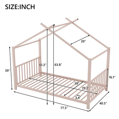 Metal House Platform Bed With Modern Design And Durable Frame