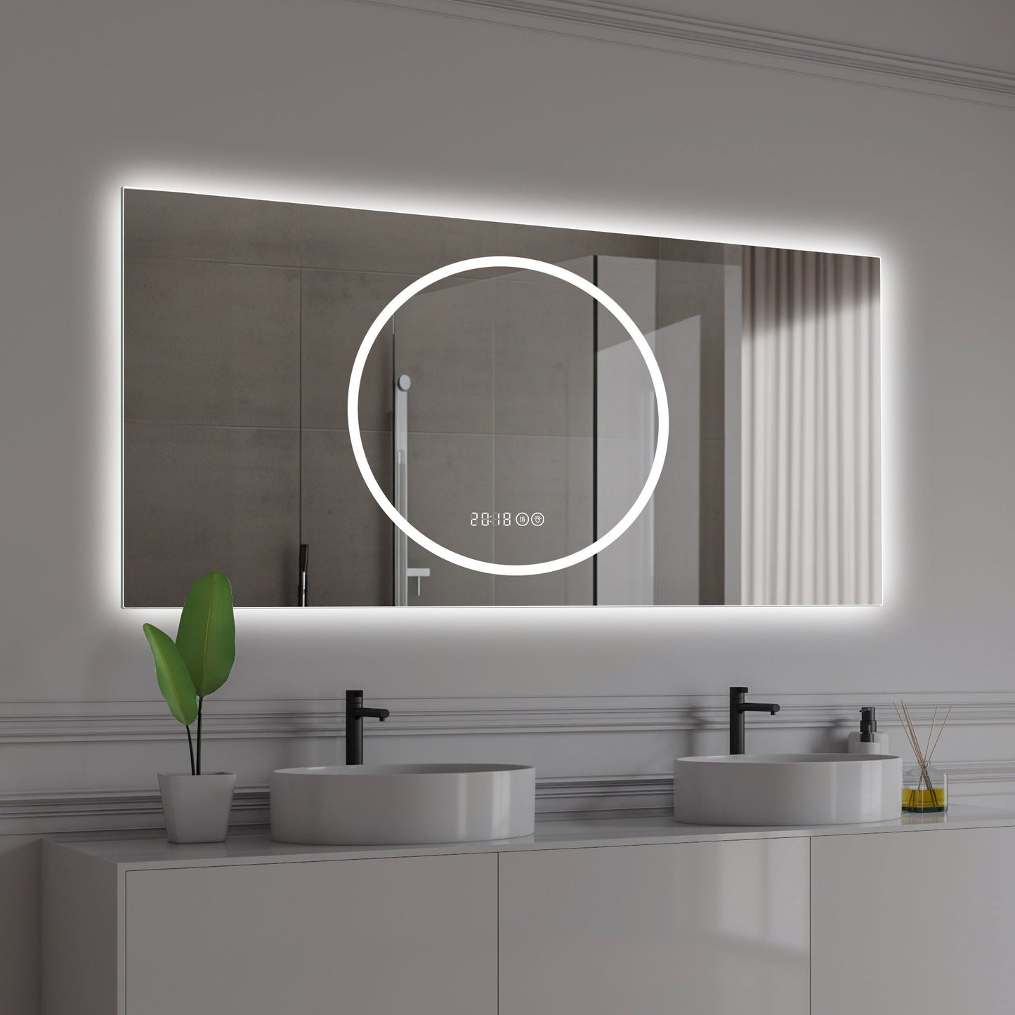 LED Vanity Mirror With Anti Fog & Dimmable Lights, Wall-Mounted - Antique Silver