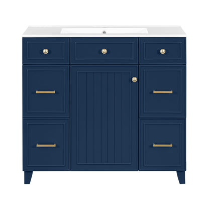 Bathroom Vanity With Ceramic Sink, Soft Close Doors, Adjustable Shelves