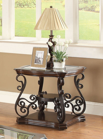 Laney 1-shelf Glass Top Rectangular End Table Deep Merlot