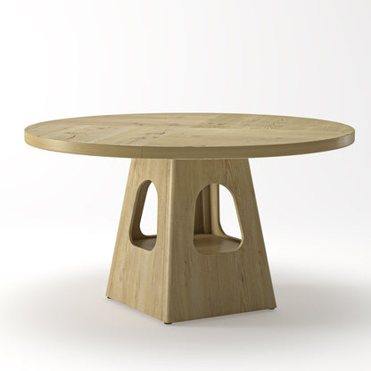 Farmhouse Round Dining Table With Storage Base