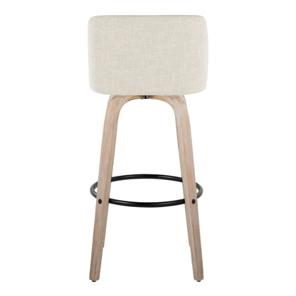 Toriano - Contemporary Fixed Height Barstool Swivel And Round Footrest (Set of 2)
