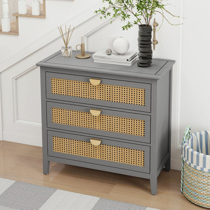 3 Drawer Cabinet, Natural Rattan, American Furniture