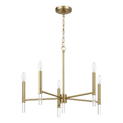 Courtyard - 5 Light Candle Chandelier - Clear / Gold