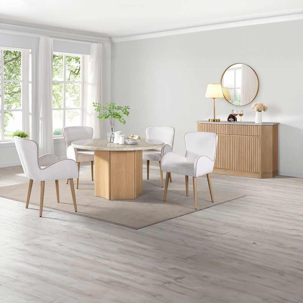 Adalynn - Side Chair (Set of 2) - Beige Boucle & Oak