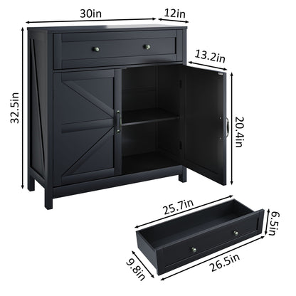 Farmhouse Storage Cabinet With Drawer And Adjustable Shelf
