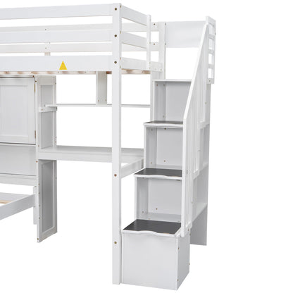 Loft Bed With Built In Desk And Staircase