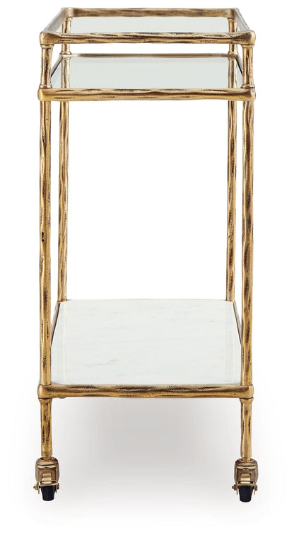 Plattfield - Bar Cart - Antique Gold Finish
