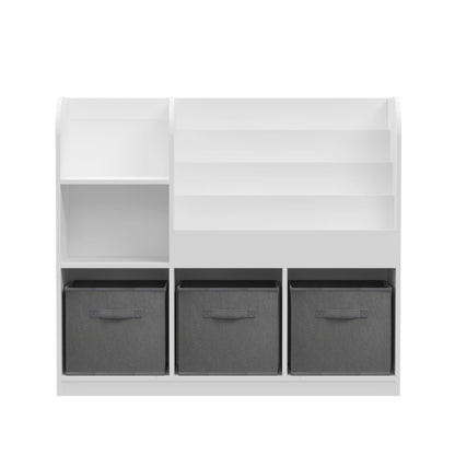 Bookcase And Bookshelf With 3 Collapsible Drawers, Multifunctional Display Stand
