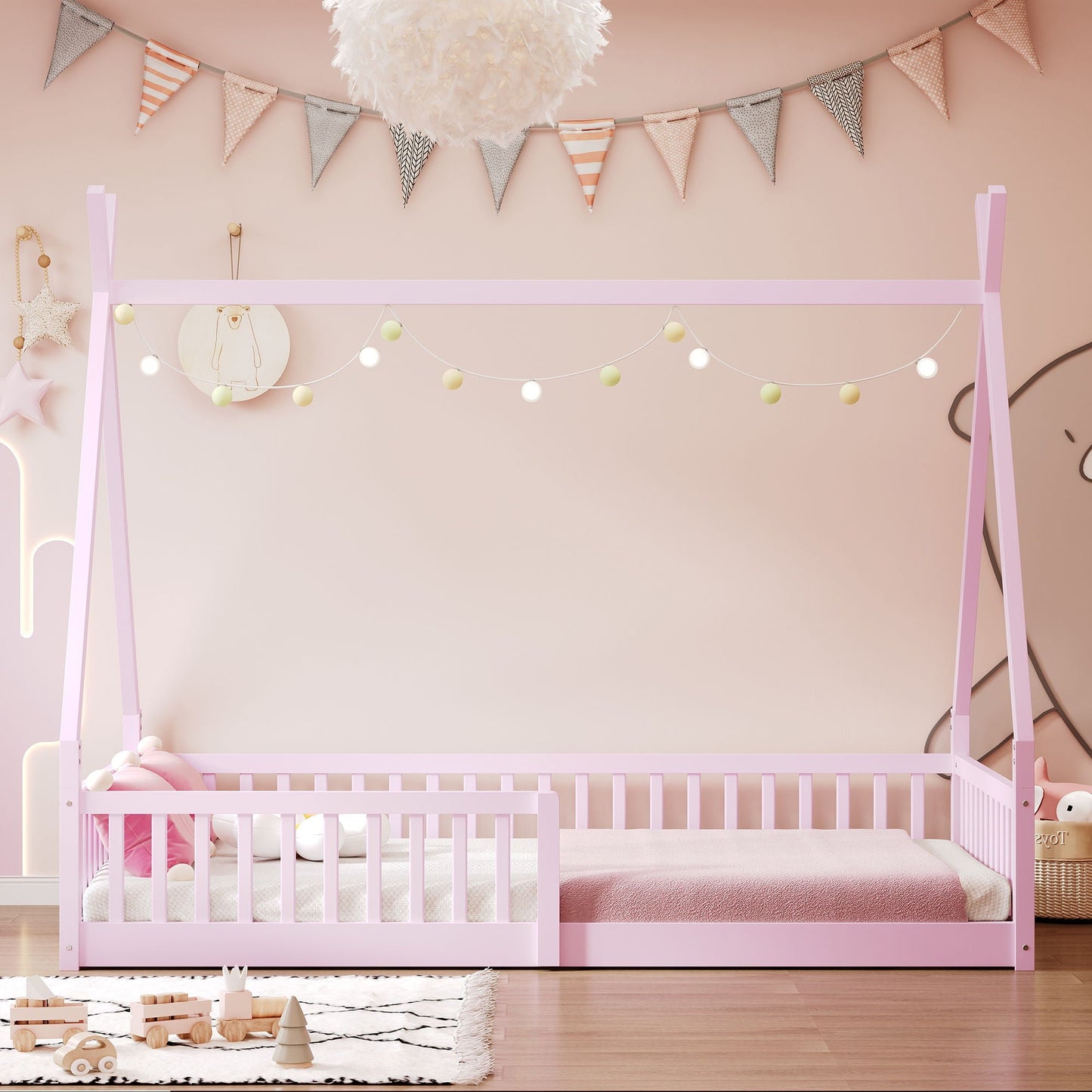 House Shaped Design Bed With Fence