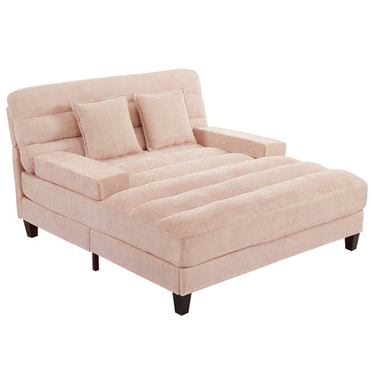 Chaise Bed Lounge Sofa Chair With Adjustable Backrest And LED Light Strip