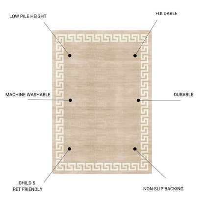 Toucan - 5' X 7' Washable Non - Slip Area Rug - Beige
