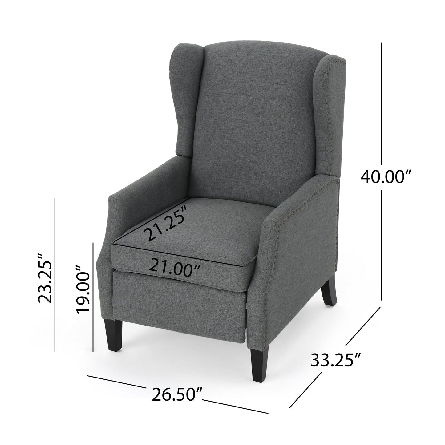 Westeros Wing Back Fabric Upholstered Recliner