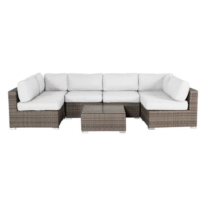 Seating Set With Cushions Handcrafted Wicker Design