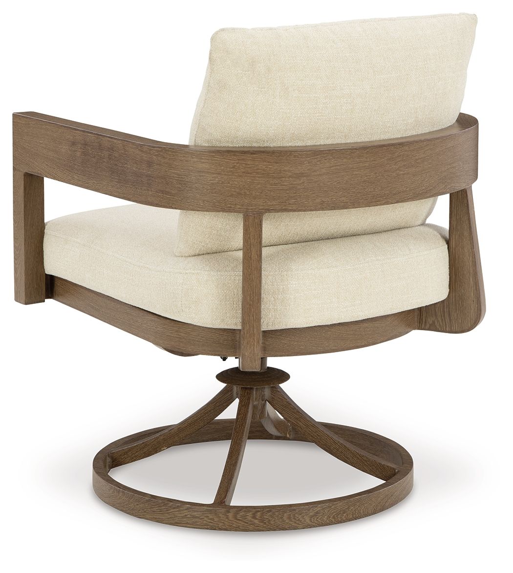 Serene Bay - Swivel Chair With Cushion (Set of 2) - Dark Brown / White