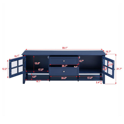 TV Stand, Entertainment Center With Dual Drawers And Hidden Storage, Cabinet With Soft Closing Doors And Sleek Panel Design