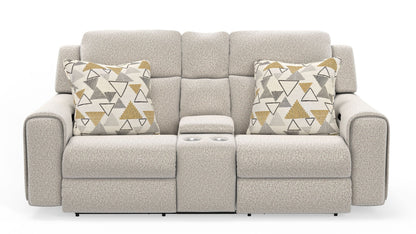 Micah - Power Headrest Power Deep Seat Reclining Console Loveseat - Oatmeal
