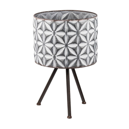 Metal Planter Stand, Round Galvanized Farmhouse Planter (Set of 2) - Gray
