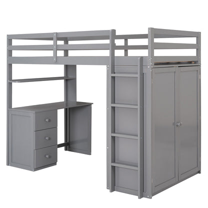 Loft Bed With Drawers, Desk, And Wardrobe