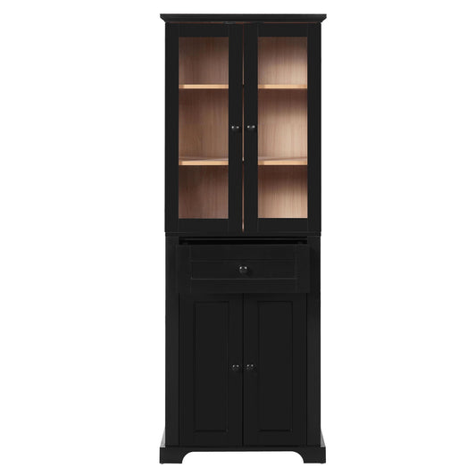 Bathroom Vanity & Tall Storage Cabinet Set With Doors, Adjustable Shelves, Soft Close Hinges, Sink