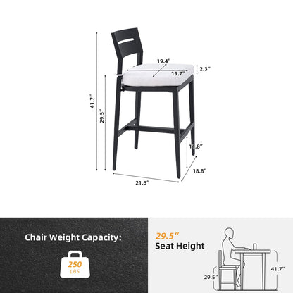 Modern Outdoor Bar Stools With Backrest And Footrest (Set of 2)