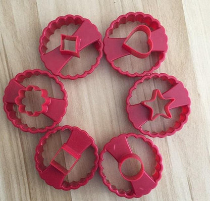 6Pcs Cookie Cake Cutter Decorating Fondant Cutters Tool Cookie Cutters Round Multifunctional Fudge Pastry Baking Mold Star Cookie Cutter Heart Center