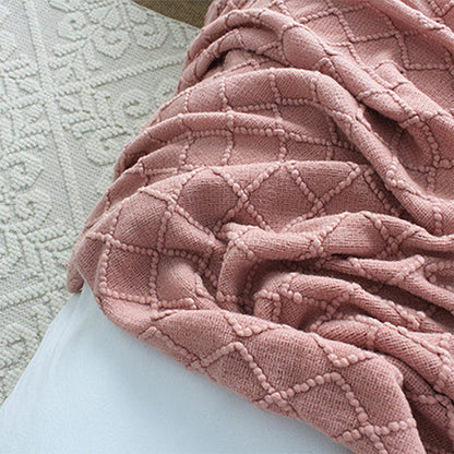 Fennco Styles Rhombus Diamond Knit Modern Fringe Throw 50" W x 60" L - Geometric Throw Blanket for Sofa, Couch, Living Room, Bedroom Décor