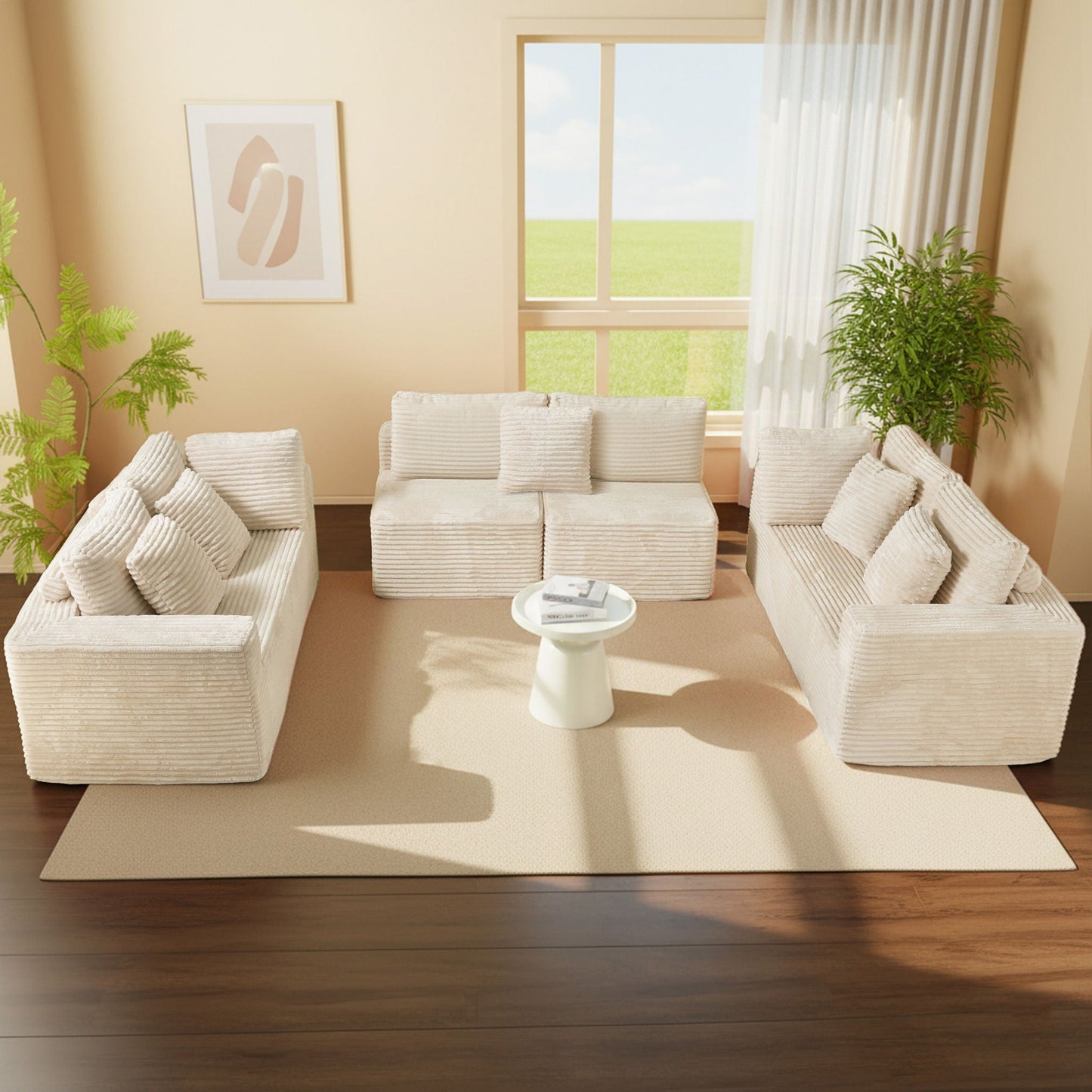 Modular U Shaped Sectional Sofa With Reversible Design