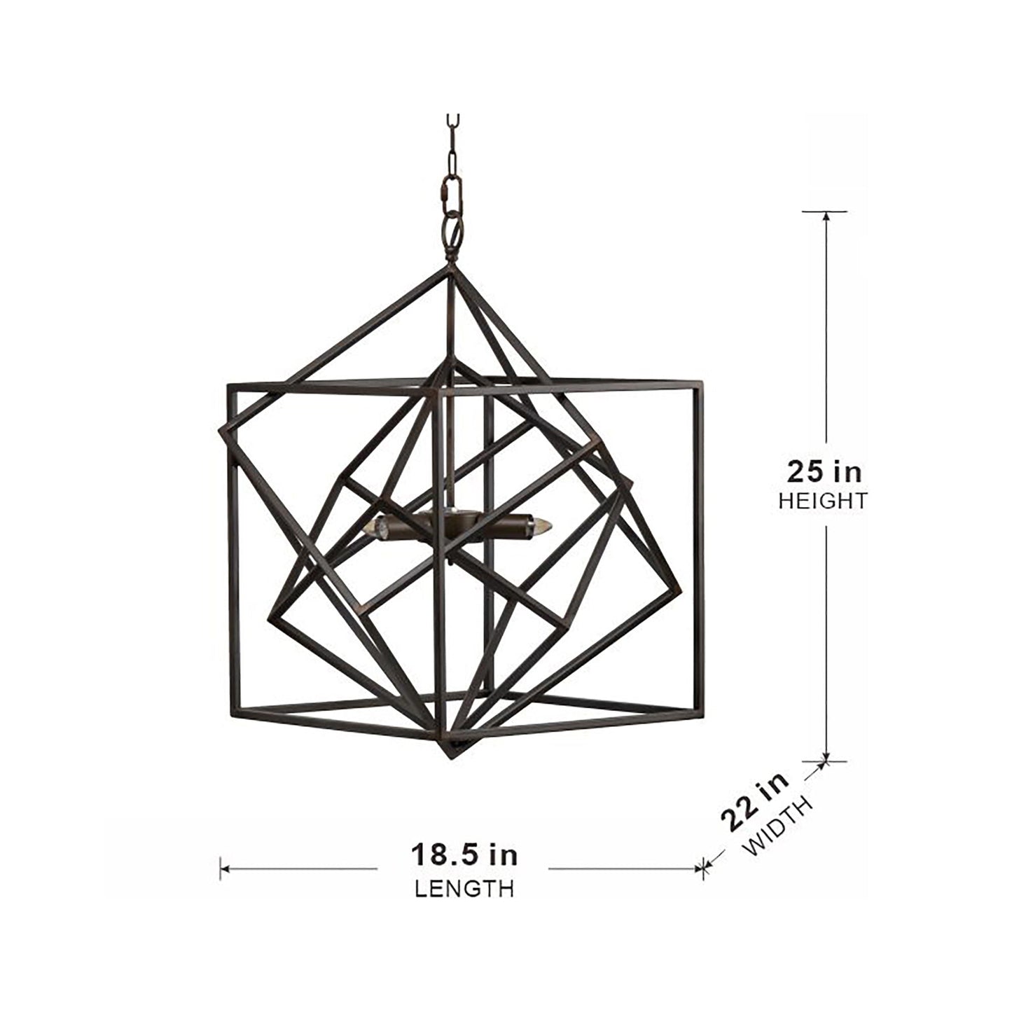 3 Light Metal Chandelier, Hanging Light Fixture With Adjustable Chain For Kitchen, Bulb Not Included - Black