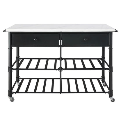 Emery - Kitchen Island - White Cultured Marble Top & Gray