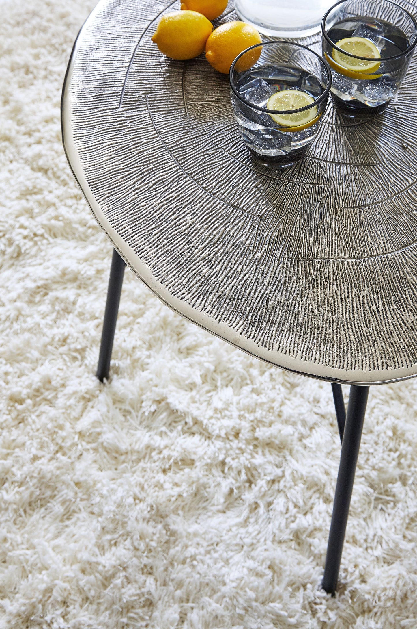Laverford - Round End Table - Chrome / Black