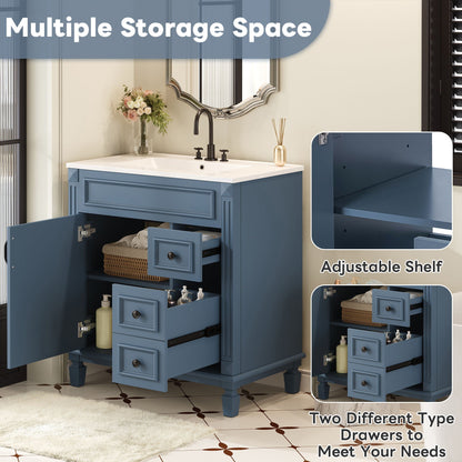Bathroom Vanity With Sink, Cabinet With 2 Drawers And Adjustable Shelf
