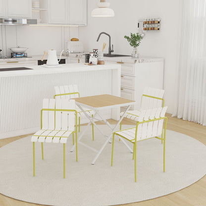 4 Piece Set Of Modern Color Block Designed Single Chairs With Folding Square Table