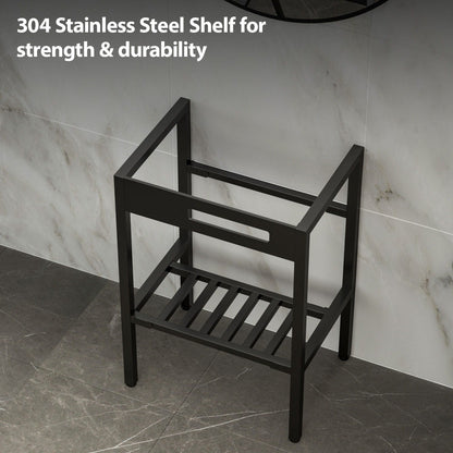 Console Sink With Legs, 24" X 18", Durable Porcela With Frame - White / Black