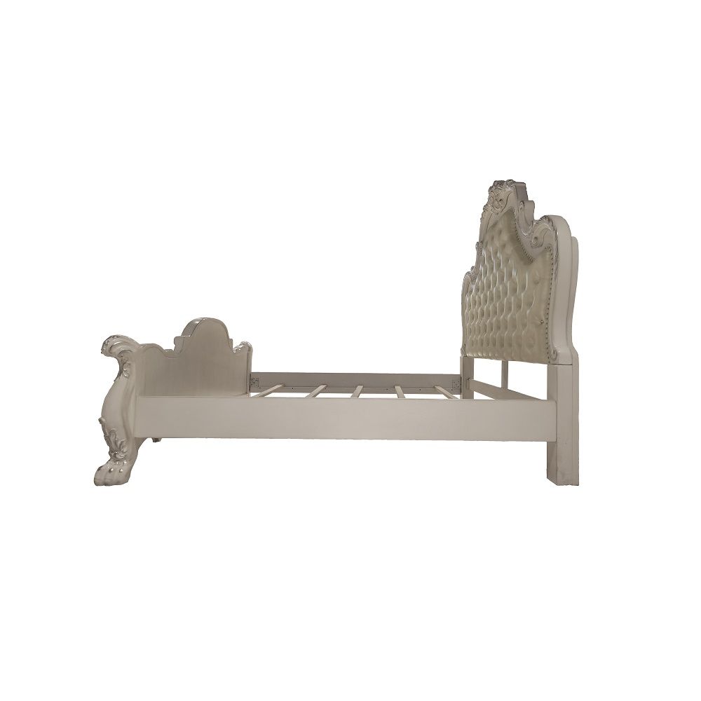 Dresden - Queen Bed - Synthetic Leather & Bone White