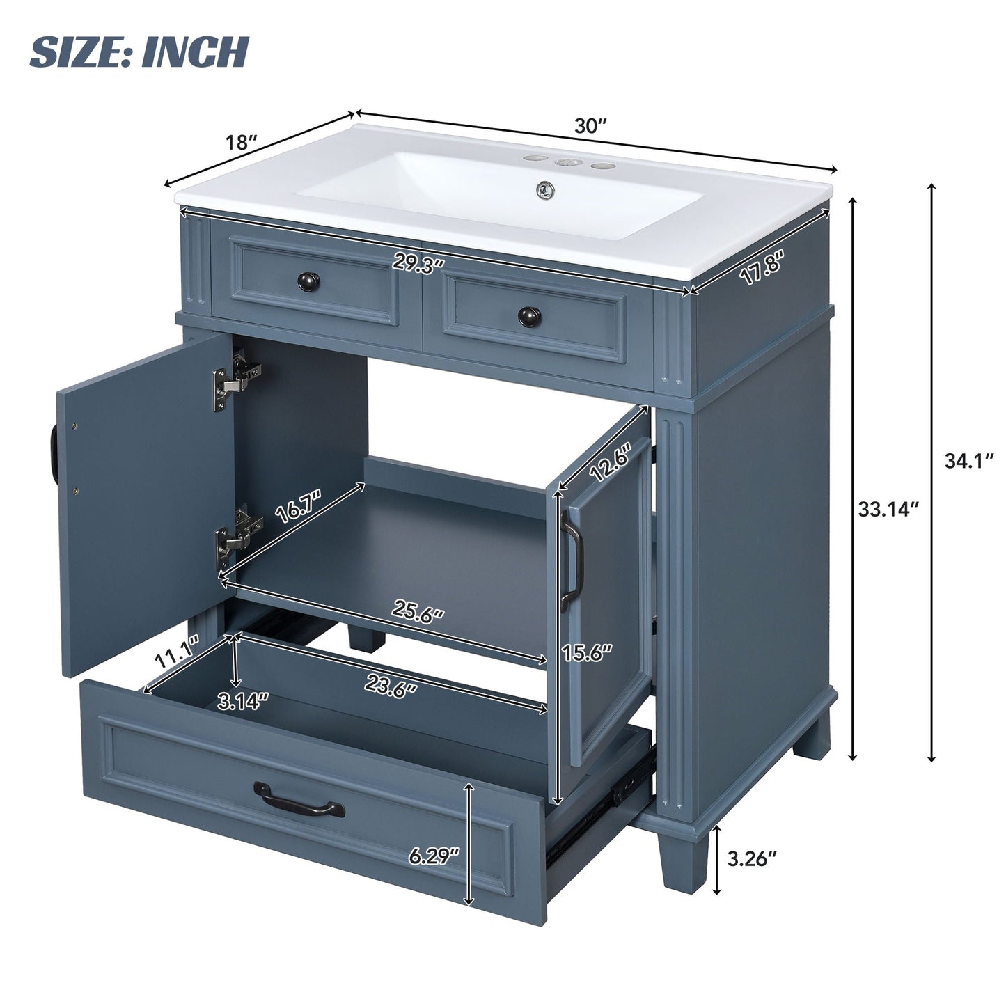Bathroom Vanity With Sink, Storage Cabinet