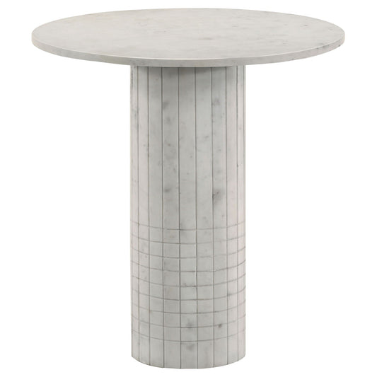 Astoria Round Genuine Marble Side End Table White