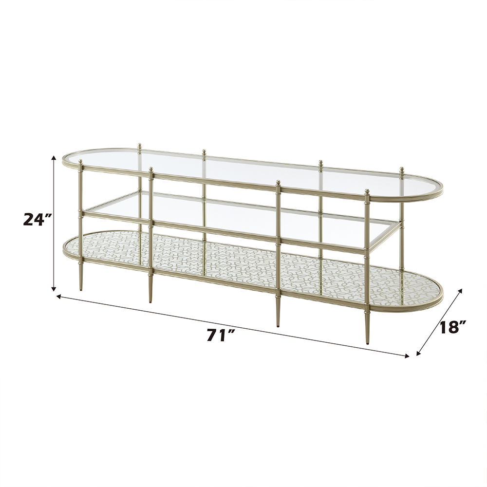 Zaba - TV Stand - Glass Top & Champagne