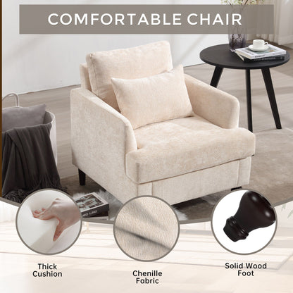 Modern Mid Century Wood Frame Armchair With Tufted Design