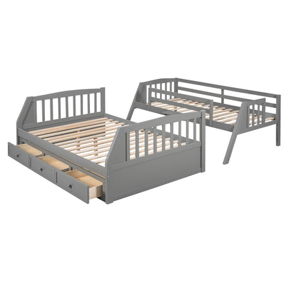 Bunk Bed With Drawers, Ladder And Storage Staircase