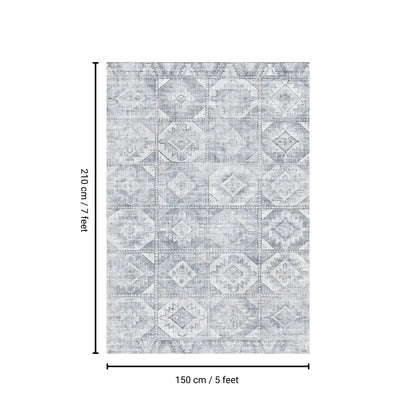 Toucan - 5' X 7' Washable Non - Slip Area Rug - Silver