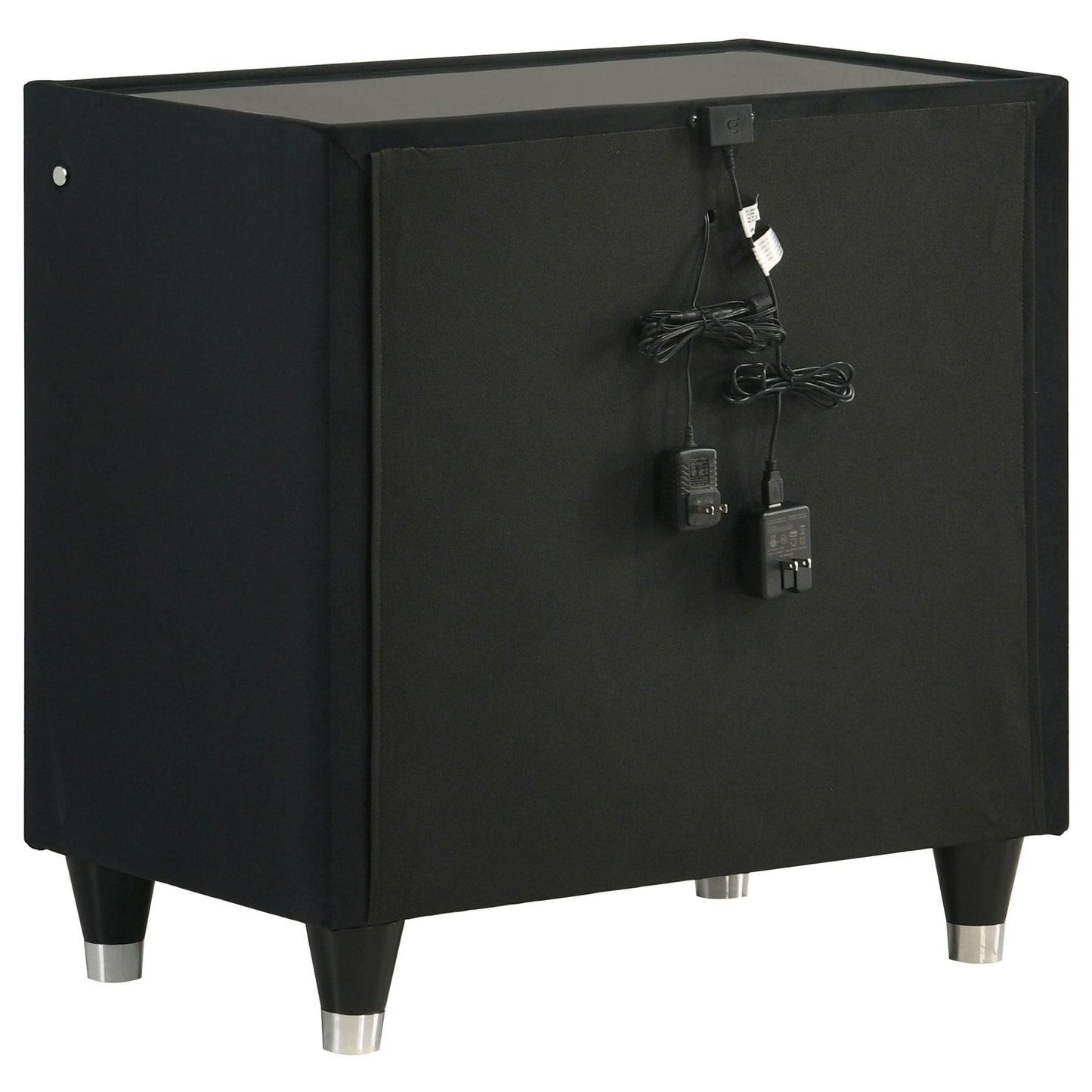 Ravenne 2-drawer Velvet Upholstered LED Nightstand with USB Black